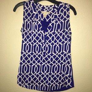 Hanna and Grace Small Blue & White Sleeveless Top
